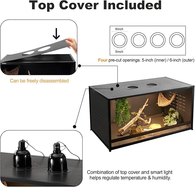 Reptile Enclosure Stand Bundle: Elevate Your Habitat - Includes Stand and Extra Enclosure for a Complete Elevated Setup 44 inches Width(Black)
