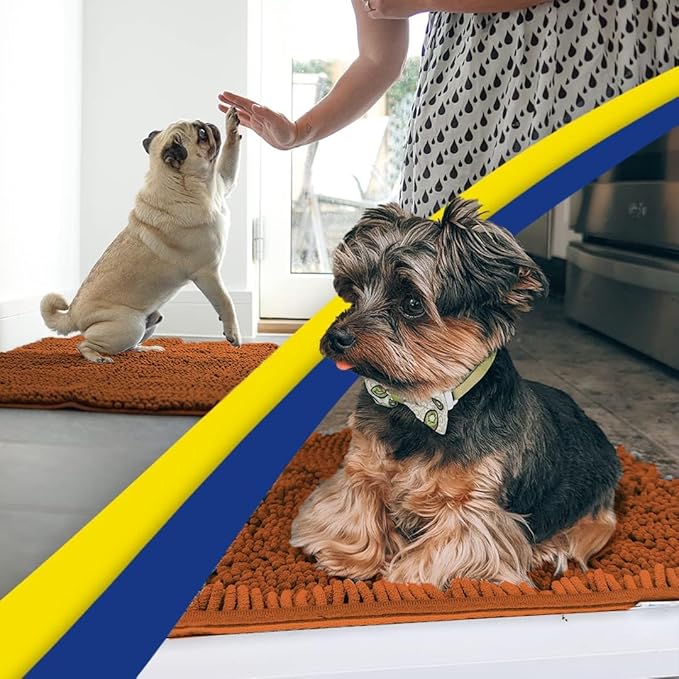 Muddy Mat® | Super Absorbent Door Mat Indoor, Microfiber Quick Dry Chenille Entryway Rug, Non-Slip Front Door Mat, Indoor Mats for Entryway, Machine Washable Pet Rug, Orange 16"x24"
