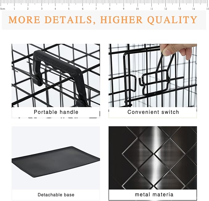 Small Dog Crate for Puppy, 24 Inch Metal Wire Pet Dog Cage for Small Animals Rabbit Indoor Outdoor Foldable Metal Dog Kennel with Divider Panel, Leak-Proof Plastic Pan