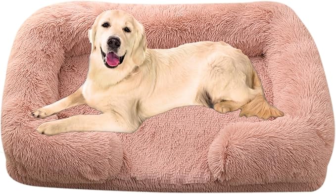 Dog Beds Large Sized dog Orthopedic, Sofa Dog Bed with Waterproof Lining and Nonskid Bottom, Rectangle Washable Dog Bed for Medium Small Dogs and Cats Comfortable ( Color : Khaki , Size : 51 x 35" )