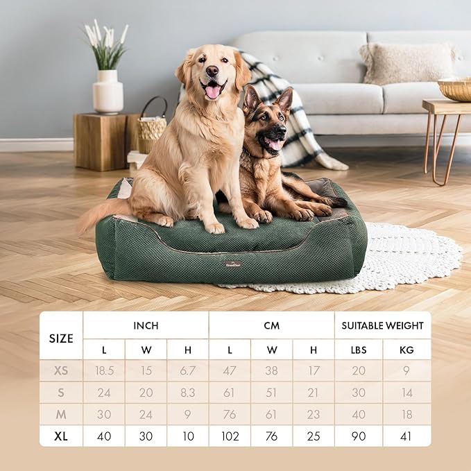 GRANDTIES Fluffy Dog Beds for Small Medium Large Dogs & Cats, Machine Washable Dog Bed, Rectangle Breathable Soft Calming Sleeping Warming Pet Beds with Waterproof & Non-Slip Bottom (XL 40", Azure)