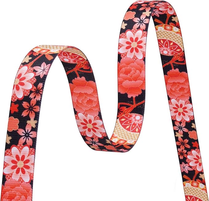 Dog Collar with Bohemia Floral Tribal Geometric Patterns - Soft Ethnic Style Collar Adjustable for Small Medium Large Dogs(Red Flower A,M)