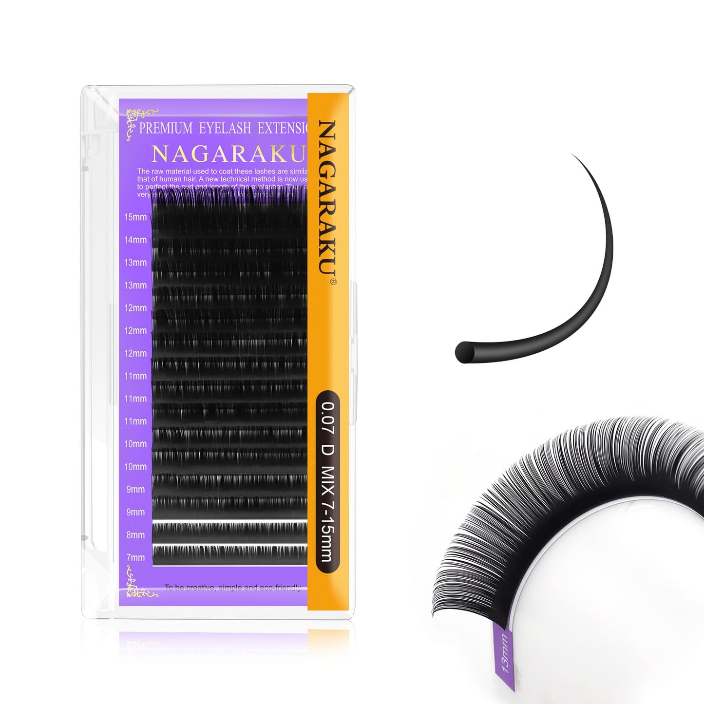 Nagaraku Eyelash Extensions 0.07Mm D Curl 7-15Mm Mix Tray Individual Lashes Classic Matte Black Faux Mink 16 Rows Professional B