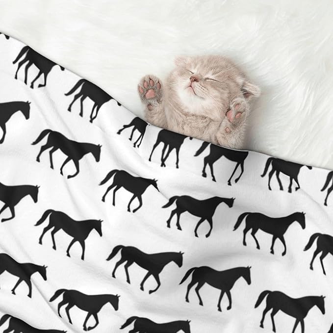 Pet Blanket for Couches and Beds, Abstract Horse, Reversible Double Sided Plush Design with Soft Bumpy Texture and Smooth Surface, Furniture Protector