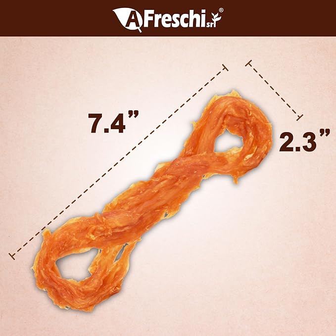 A Freschi srl Turkey Tendons for Dogs, USA-Sourced, Healthy Dog Treats, Rawhide-Free Puppy Chews, Long Lasting, All Natural, Hypoallergenic Dog Treats for Large Breeds, 2 Count Pack Rope (L)