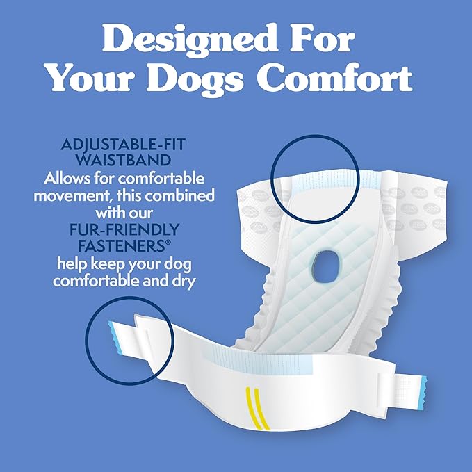 Simple Solution Disposable Dog Diapers for Female Dogs, Leak Proof Diaper for Dogs, Potty Training, XS Puppy Training, Incontinence, Diaper for Peeing, For Small Pets, 9-14 Inch Waist, 12 Count