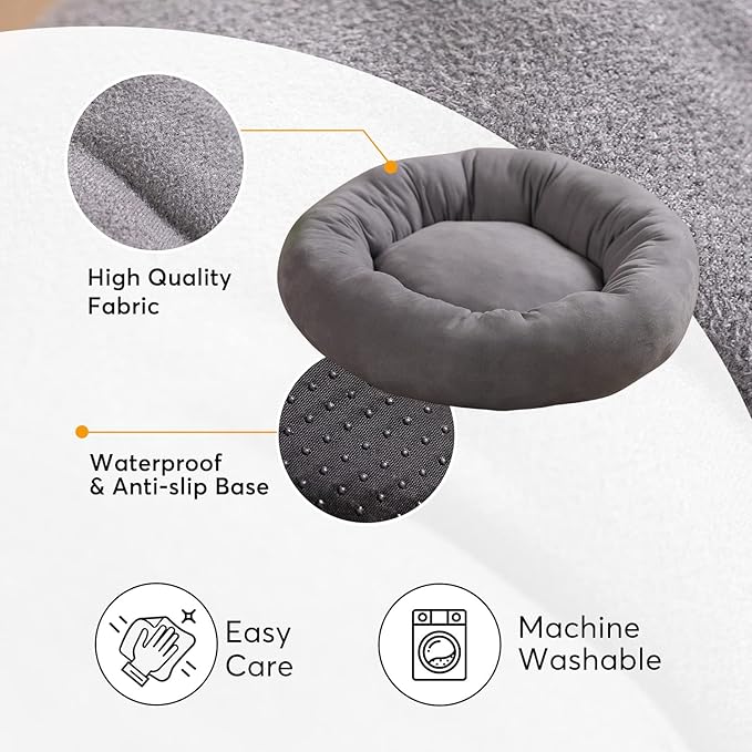 KASENTEX Round Dog Bed for Small Dogs and Puppies - Donut-Shaped, Anti-Slip, Machine Washable Cat Bed (Pink, 20x20 Inches)