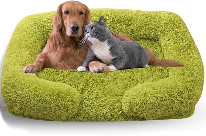 Dog Beds Medium Large Size Dog, Calming Dog Bed with Removable Washable Cover, Waterproof Lining and Nonskid Bottom(Grass Green,S)