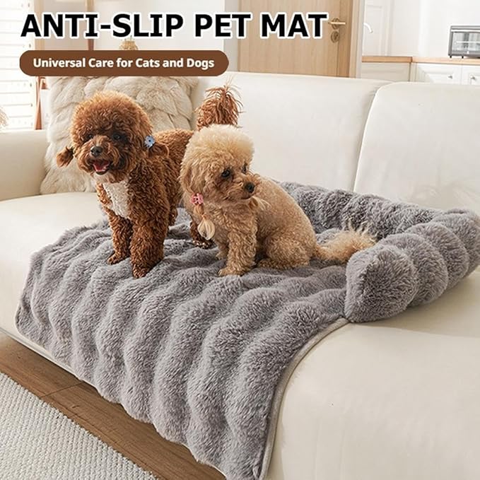 Waterproof Throw Blanket For Dogs & Indoor Cats,Dog Pad Washable Removable Couch Cover,Plush Long Fur Mat with Non Slip Silicone Base,Furniture Protector Gift for New Pet Parents,29.5"x29.5" (Black)