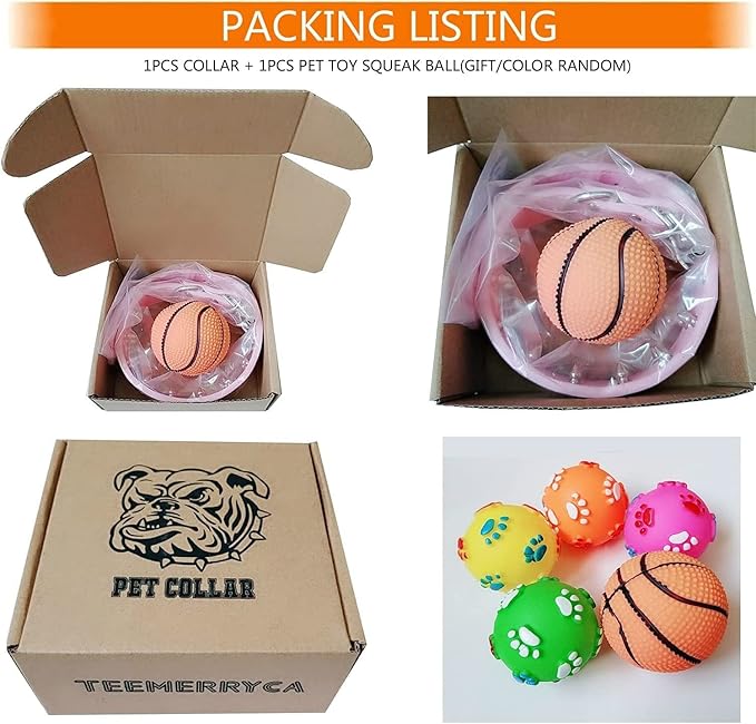 TEEMERRYCA Adjustable Microfiber Leather Spiked Studded Dog Collars with a Squeak Ball Gift for Small Medium Large Pets Like Cats/Pit Bull/Bulldog/Pugs/Husky, Blue, L(15"-18.5")