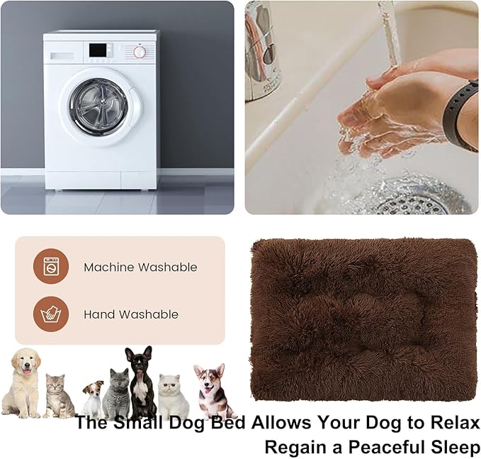 Dog Crate Mat, Dog Bed for Large Dogs, Comfy Fluffy Kennel Pad Anti-Slip for Dog beds & Furniture, Quilted Dog Bed for Pets for Medium/Small Dogs Cats (Color : Coffee, Size : 30x21)