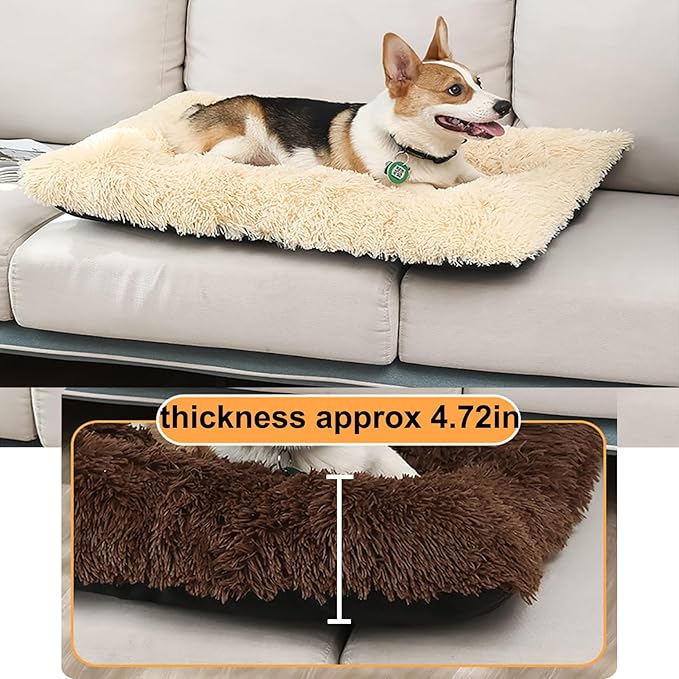 Dog Crate Mat, Dog Bed for Large Dogs, Comfy Fluffy Kennel Pad Anti-Slip for Dog beds & Furniture, Quilted Dog Bed for Pets for Medium/Small Dogs Cats (Color : Apricot, Size : 48x33)
