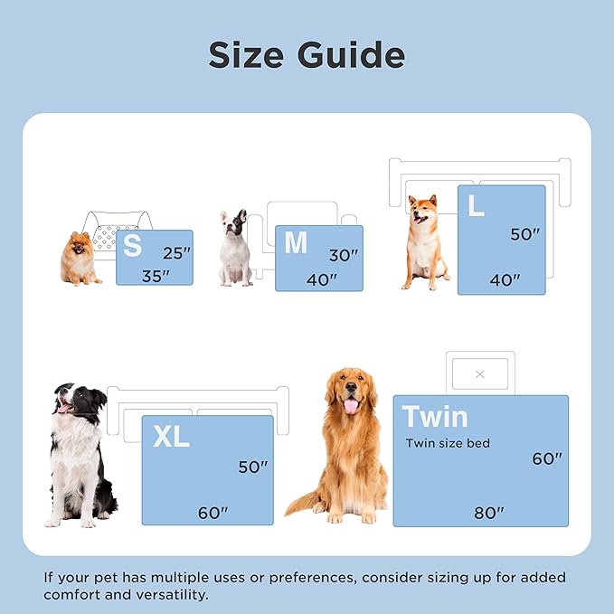 Bedsure Cooling Blanket for Large Dogs with Breathable Air-Core Fill Q-MAX>0.4 - Dog Cooling Mat Soft, Lightweight Pet Cat Throw Cold Blanket Washable for Summer, Arctic Blue, 40x50
