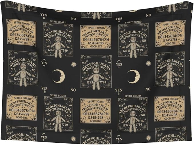 Reversible Pet Blanket for Sofa Protection Pet Comfort, Spirit Board with A Voodoo Doll Occultism Set, Double Sided Design with Cozy Nubby Nap Side and Durable Smooth Play Side