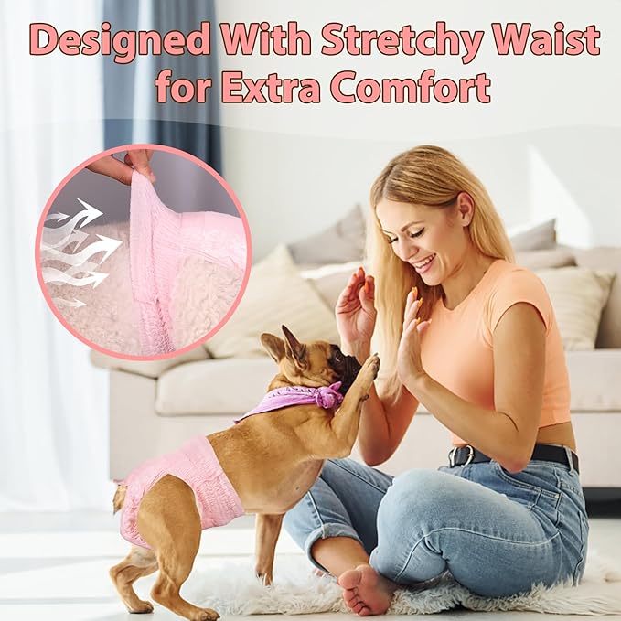 Ambreview Disposable Dog Diapers Female, Just Pull It Up, Doggie Diapers for Female Dogs, Strong Absorbency | Leak Proof, for Dogs in Heat | Elderly | Disabled, L 100 PCS