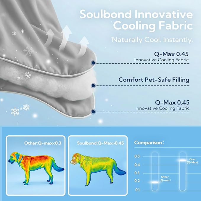 Soulbond Cooling Blanket for Large Dogs - Q-MAX>0.45, Washable Cool Pet Cats Throw Blanket for Hot Weather, Self-Cooling Soft Dog Mat for Bed Crates Couch Sofa Cars(40"x50", Dark Gray)