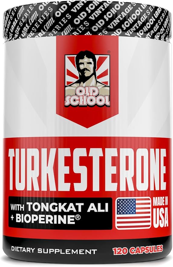 Old School Labs Turkesterone Supplement for Men 15,000mg [Max Potency] + BioPerine® for High Absorption - Tongkat Ali for Men - Increase Muscle Growth & Recovery, Drive & Stamina - USA Made - 120 Caps