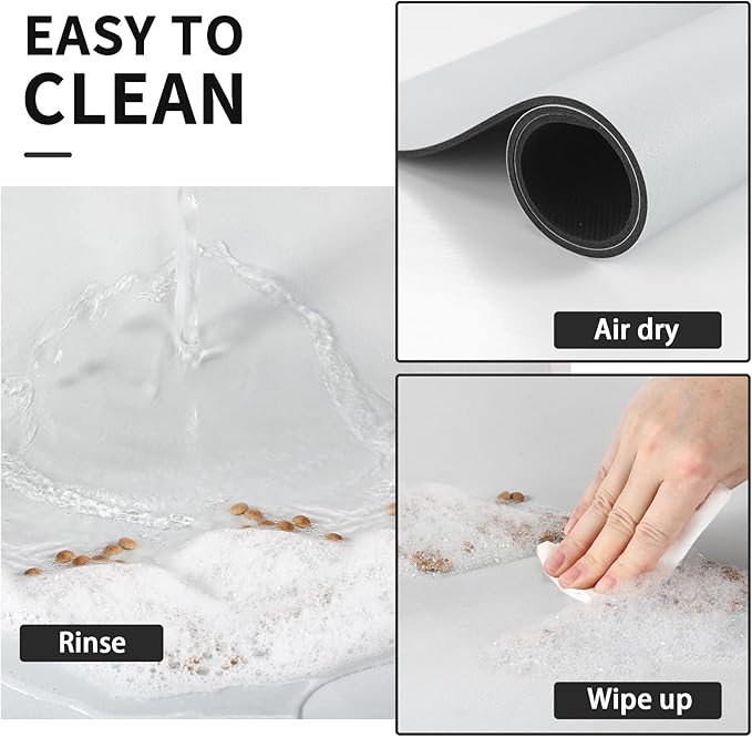 Dog Food Mat - Absorbent Cat Mat for Food and Water, No Stains Pet Feeding Bowl Mat, Easy to Clean Pet Placemats, Quick Dry Dog Water Dispenser Mat for Messy Drinkers | Light Grey 16"x 24"