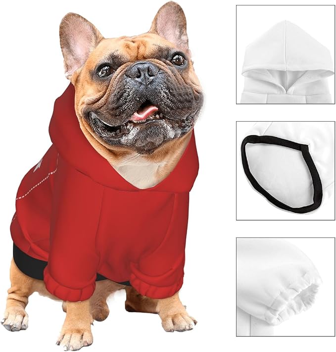 Dog Costume, Custom Dog Hoodie, Dog Name Costume Holiday Pet Pajamas Outfit, Personalized Pet Coat Costumes for Small Medium Large Dogs and Cats for Winter, Red, M