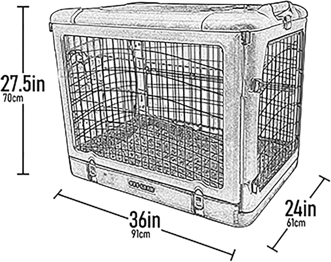 Pet Gear “The Other Door” 4 Door Steel Crate for Dogs/Cats with Garage-Style Door, Includes Plush Bed + Travel Bag, No Tools Required, New Tan, 36 Inch