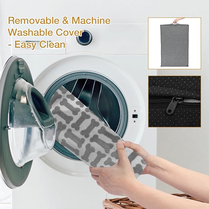 Dog Bed with Easy-Grip Handle - Shredded Memory Foam Pet Bed, Removable & Machine Washable Cover, Non-Slip Bottom, Choose from Cooling Linen or Warm Flannel Style for Dogs & Cats(Large