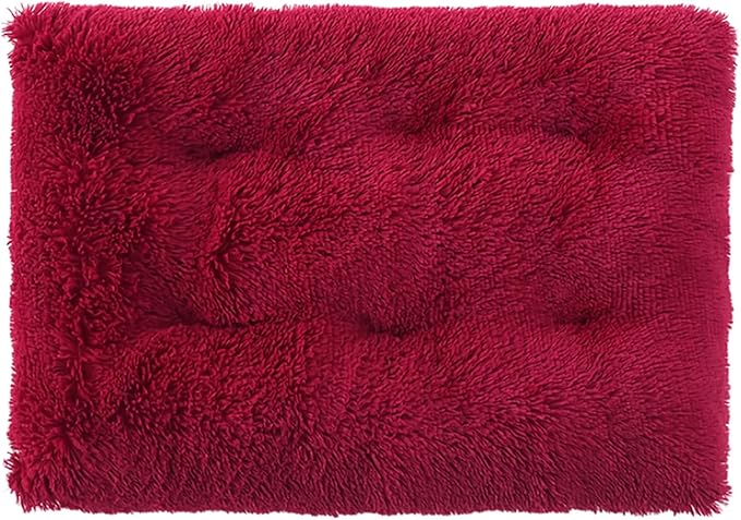 Dog Crate Mat, Dog Bed for Large Dogs, Comfy Fluffy Kennel Pad Anti-Slip for Dog beds & Furniture, Quilted Dog Bed for Pets for Medium/Small Dogs Cats (Color : Red, Size : 16.9x11)