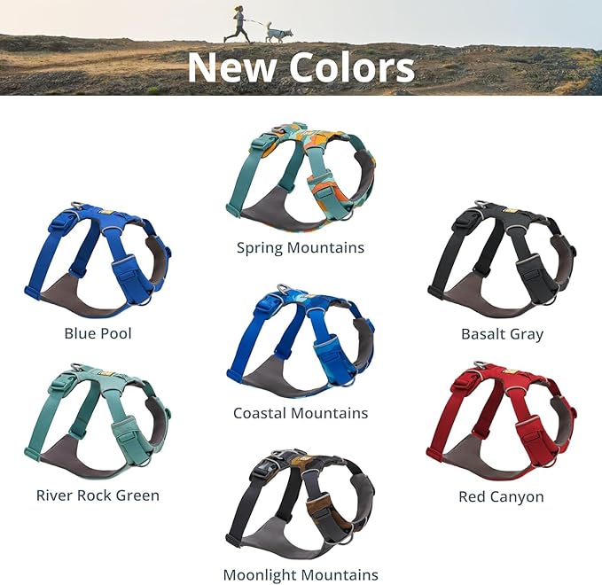 Ruffwear, Front Range Dog Harness, Reflective Soft Padded Everyday Harness with Dual Leash Clips, Adjustable and Lightweight Fit for Training or Walking for All Dogs, Basalt Gray, Small