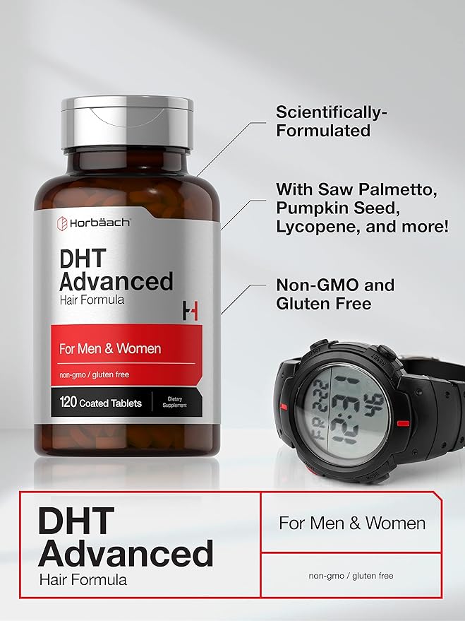 Horbäach DHT Advanced Hair Formula | 120 Tablets | Non-GMO and Gluten Free Hair Formula Blend with Saw Palmetto, Kudzu, and Fo-Ti