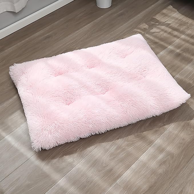 Dog Crate Mat, Dog Bed for Large Dogs, Comfy Fluffy Kennel Pad Anti-Slip for Dog beds & Furniture, Quilted Dog Bed for Pets for Medium/Small Dogs Cats (Color : Pink, Size : 48x33)