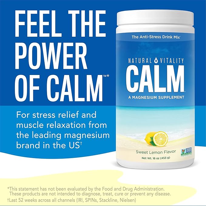 Natural Vitality Sweet Lemon Flavor Magnesium Anti-Stress Drink Mix, 8 Oz
