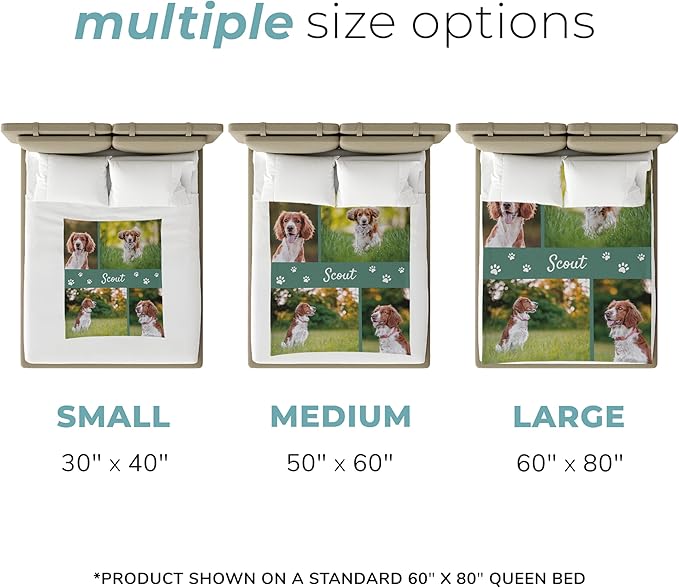 Prints Next Day – Custom 30" x 40" Plush Pet Lightweight Blanket with Multi-Photo Upload - Personalized with Pet Lightweight's Name - Gift for Dog or Cat Owners - Printed in America