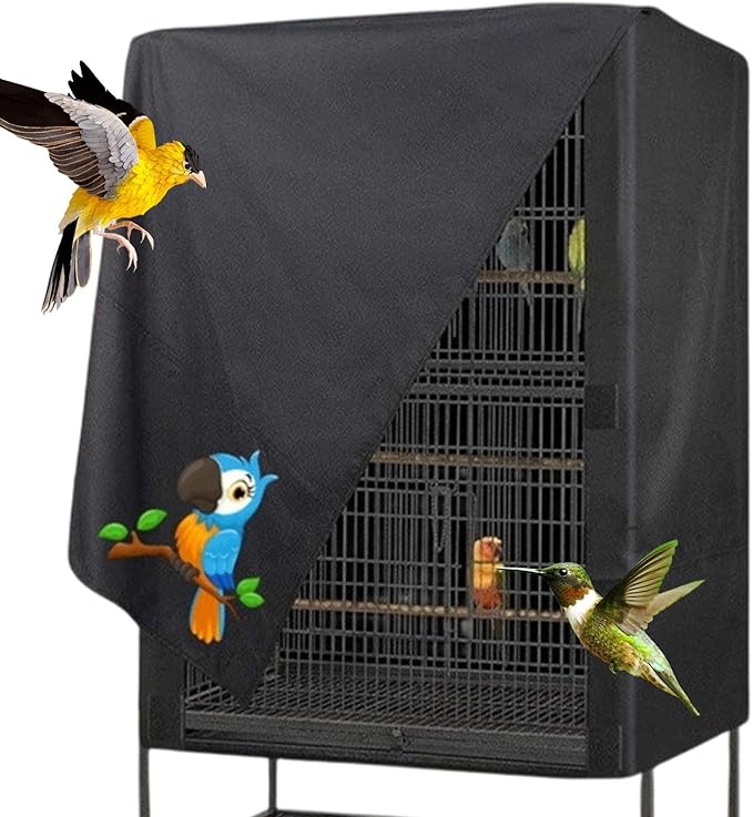 Bird Cage Cover, Large Bird Cage Covers for Night, Waterproof Parrot Cage Protector Covers, Good Night birdcages Covers for Parrot House, Black, 4 Sizes