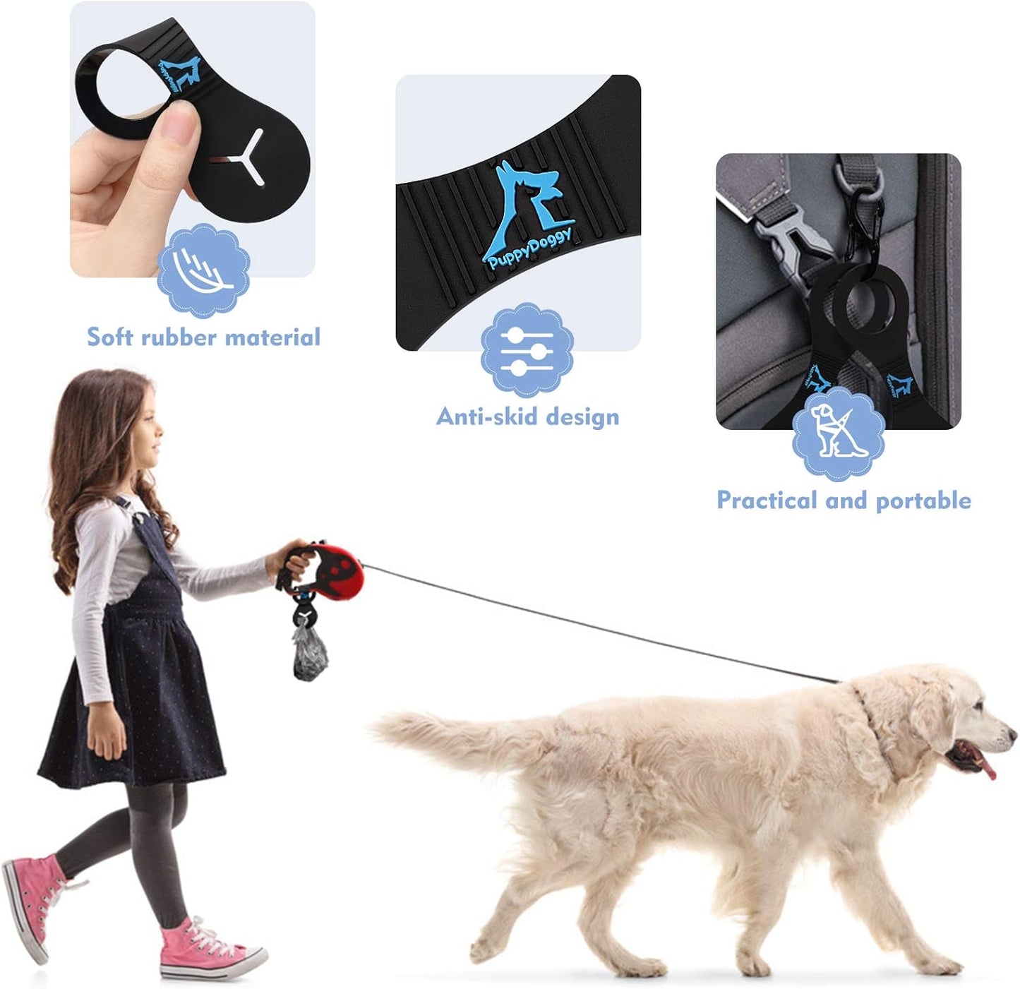 PuppyDoggy Dog Poop Bag Holder for Leash Waste Bag Carrier Dog Poop Bag Dispenser for Walking Running Bicycle Accessory 4 Pieces (Green)