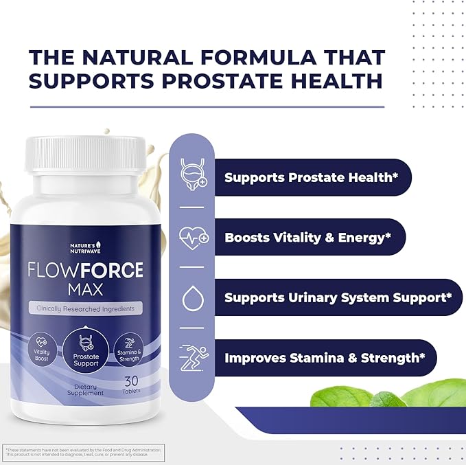FlowForceMax Herbal Support Supplement - Natural Plant-Based Formula with Saw Palmetto Extract | 30 Chewable Tablets, 6 Month Supply, Made in USA