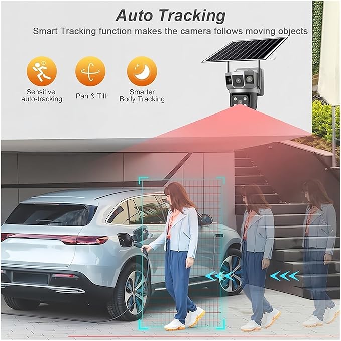 for Outdoor Camera Battery CCTV Monitor 4G SIM Card Network IP Security Pet Camera Motion Detection 3 Screen PTZ Camera(4G CCTV No Card)