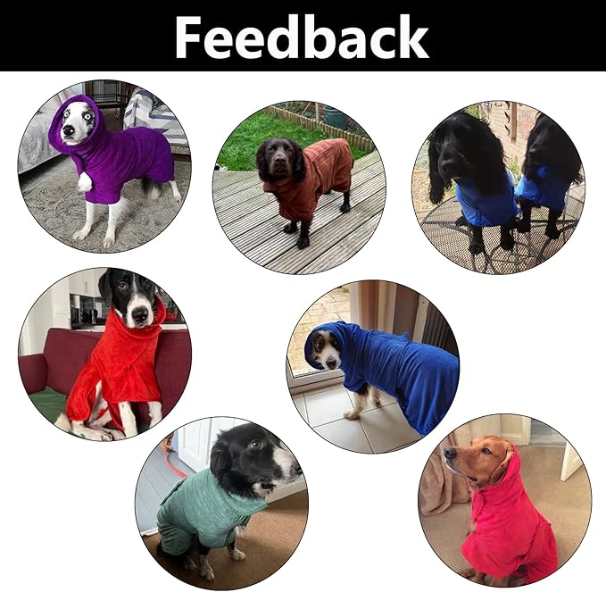 Geyecete Dog Drying Coat - Super Absorbent Pet Dog Cat Bath Robe Towel, Microfibre Fast Drying Towel, Luxuriously Soft - Green - L