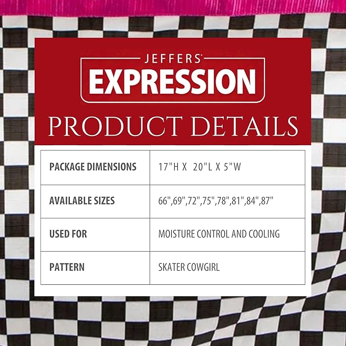 Jeffers Expression Fleece Cooler for Horses, Standard Neck, Skater Cowgirl 78"- Equine Towel Blanket, Moisture Absorbent, Light Weight, Best for Drying, Exercise, Bathing, Adjustable Belly Bands