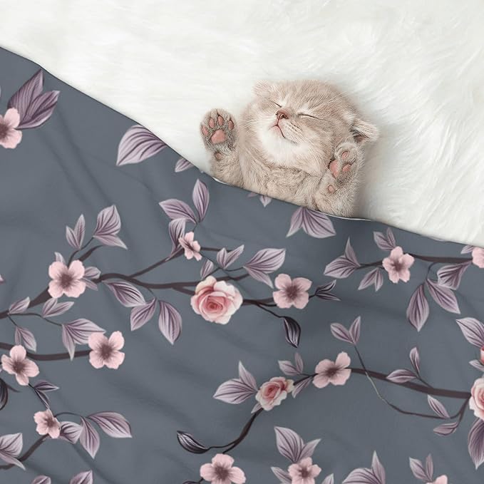 Pink Blanket for Dog - Floral Throw Blanket 30x20 Rose Flowers Pet Blanket for Couch Sofa Bed