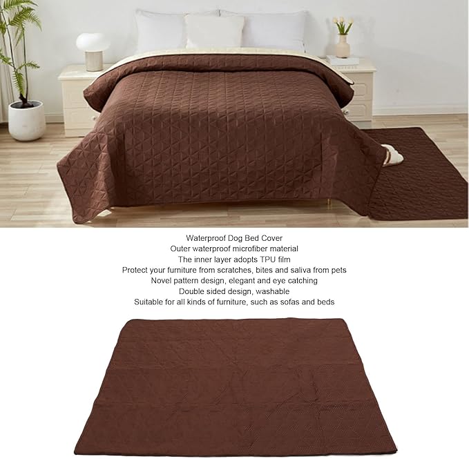 Waterproof Dog Bed Cover, Slip Pet Blanket Sofa Furniture Protector Brown 52x82in - Double Sided Protection, Non Slip Bottom, Ideal for Dog and Cat Owners (52x82inch)