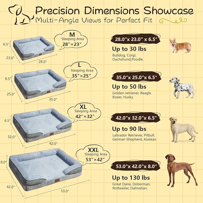 Orthopedic Dog Bed - Ultra - Supportive Egg Crate Foam, 100% Waterproof Interior, Easy - Clean Removable Cover, Heavy - Duty Tear - Resistant & Non - Slip for Extra - Large Dogs