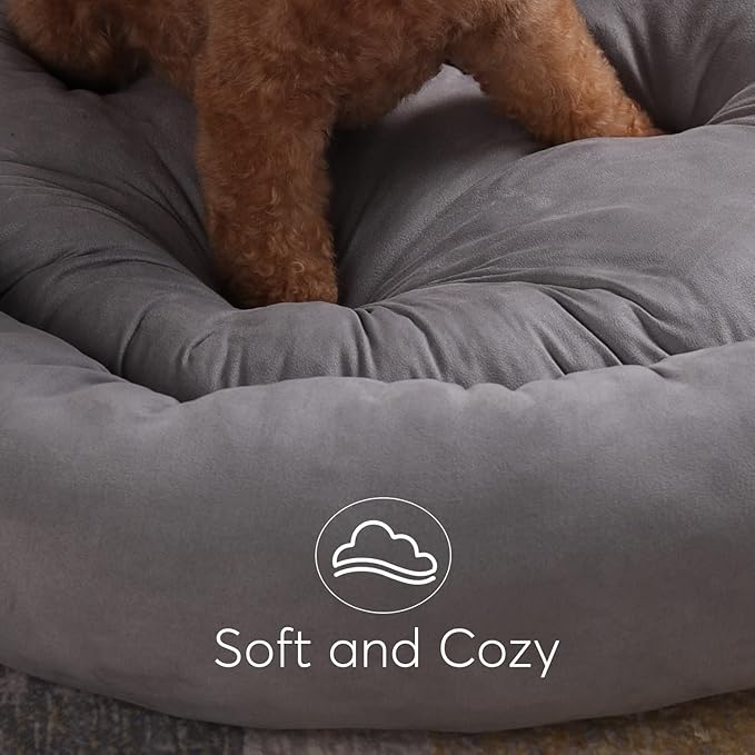 KASENTEX Round Dog Bed - Medium Dog Donut Bed, Anti-Slip, Machine Washable (Brown, 23x23 Inches)