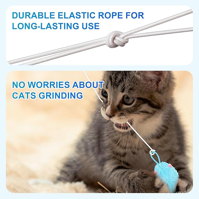 Cat Toy, Upgraded Smart Interactive Cat Toys with Remote Control, USB Rechargeable Door Hanging Retractable Kitten Toy for Self Play, Teaser Electronic Feather Cat String with 3 Plush Mice