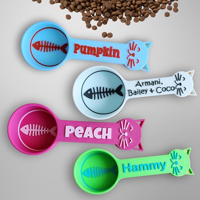 Personalized Cat Food Scoop, Cat Food Measuring Cup with Name, Kibble Scoop (5 oz - 5/8 cup)