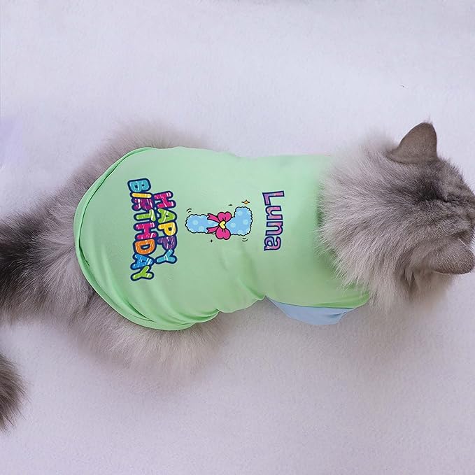 Custom Dog Birthday Shirt,Personalized Pet Apparel Print with Name Age Number,Pet Birthday Outfit,Lightweight Breathable Cotton Vest for Small Medium Large Dogs Cat (Dopamine Pink, X-Large)