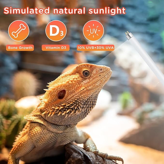 T8 UVB Reptile Light 18W 10.0, UVA Light Bulb for Reptiles, Lamp Tube for Bearded Dragon(1 Pack)
