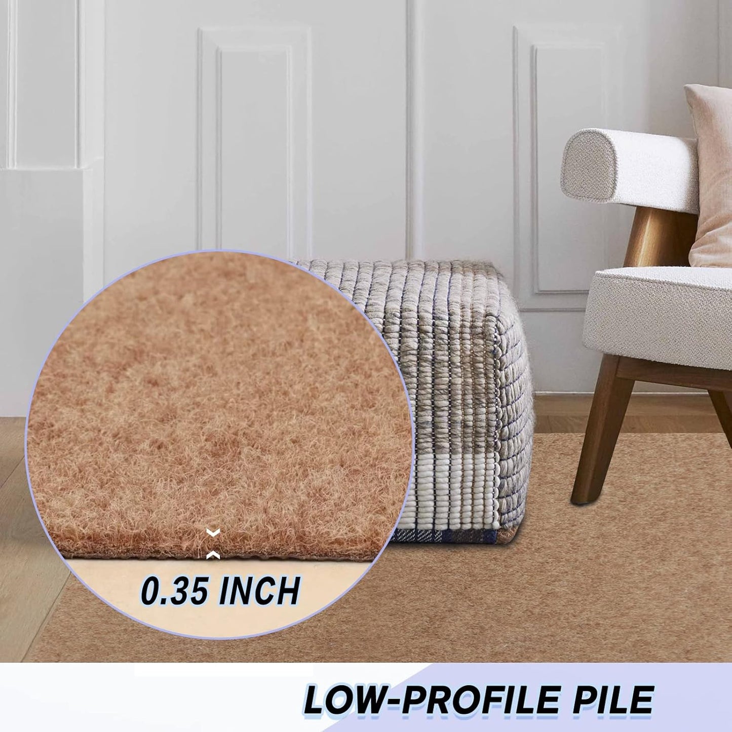 Custom Size Backed Non-Slip Area Rugs Runner, Easy Clean, Waterproof Runner Rugs for Hallway Entryway, Kitchen, Laundry, 4FT x 58FT, Beige