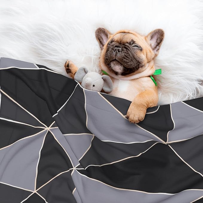 Black Grey Throw Blanket - Striped Blanket for Dog Cat Pet Blankets 23x16 for Couch Sofa Bed