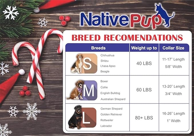 Native Pup Christmas Dog Collar- Winter Holiday Collars for Pets- Xmas Gift for Puppy- Santa, Reindeer, Snowman, Candy Cane, Red Green- Girl Boy- Small, Medium, Large Breeds (Santa & Reindeer, Small)