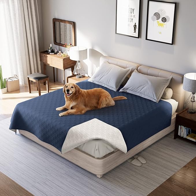 Waterproof Dog Bed Covers for Couch Protection, Water-Resistant Soft Dog Pet Blanket Anti-Slip Dog Blanket for Bed, for Furniture Bed Couch Sofa (Navy Blue,30x70inch)