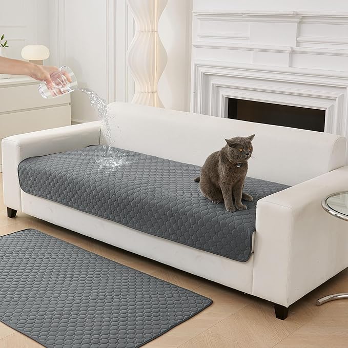 Waterproof Pet Couch Covers for Sofa Non Slip Sofa Cover for 3 Cushion Couch Absorbent Quick Dry Soft Dog Bed Cover Washable Furniture Protector (Brown,30"x70")